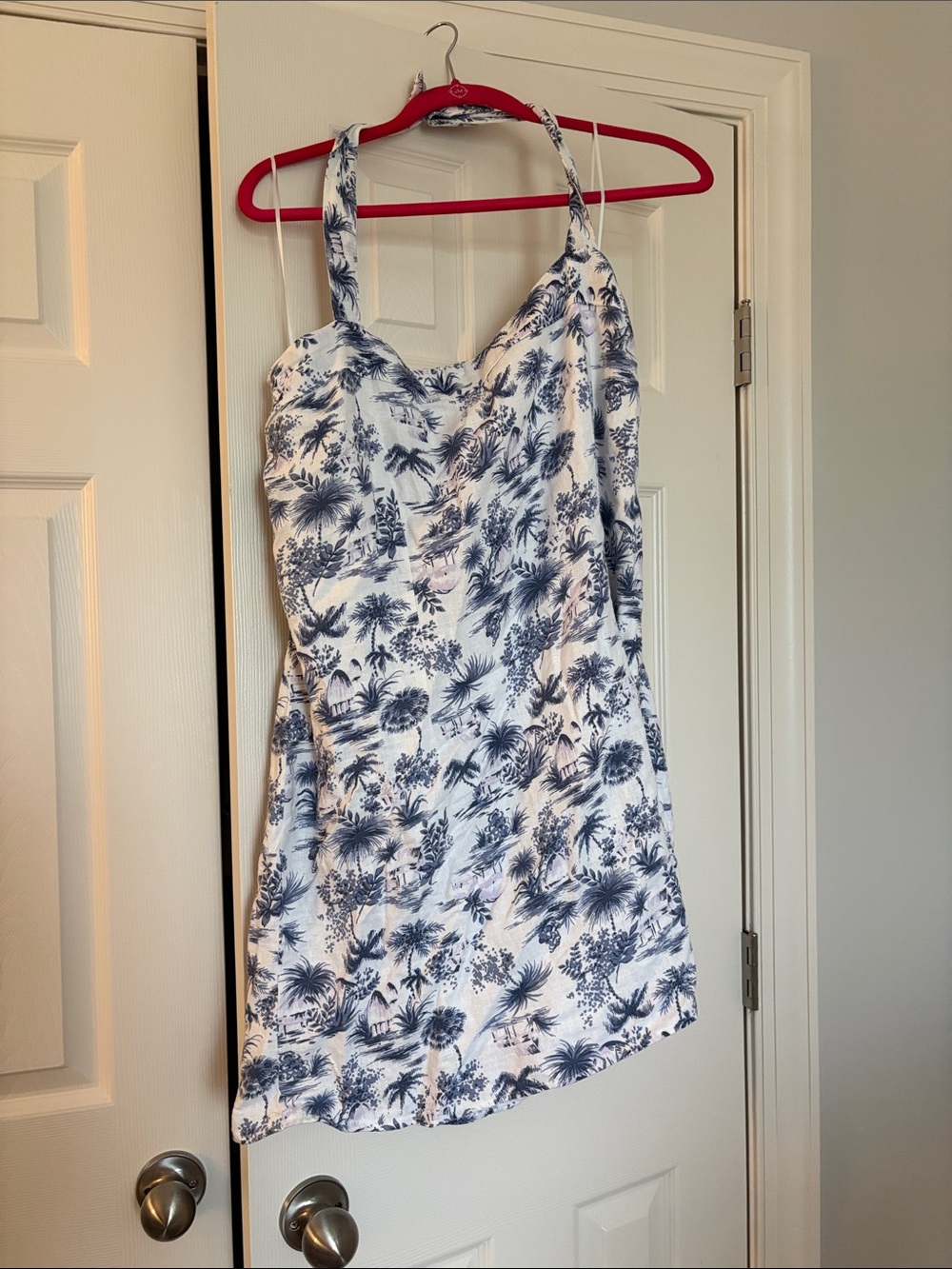 Abercrombie & Fitch White Dress with Navy Blue Tropical Print